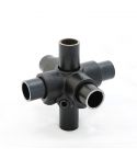 Buiskoppeling - 4-Weg Kruisstuk - zwart 42,4mm