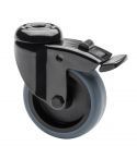 Zwenkwiel 100mm met rem - Zwart