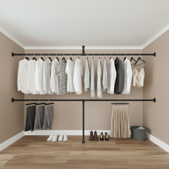 Kleiderständer Rouen | Schwarz 33,7 mm | Boden/Wand | DIY