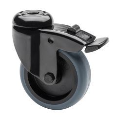 Zwenkwiel 100mm met rem - Zwart